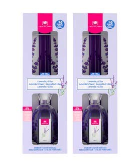 CRISTALINAS. Ambientador Mikado Clásico. Difusor con Varillas de ratán. Formula sin Alcohol. Máxima duración, más de 16 semanas. 180ml de Capacidad. Aroma Lavanda y Lilas. (2x180ml)
