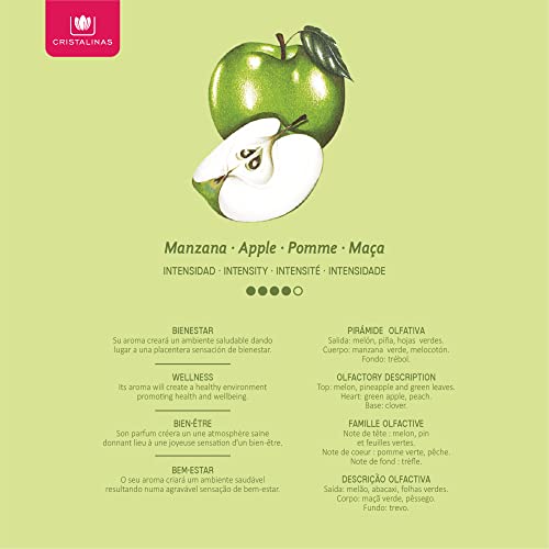 CRISTALINAS. Ambientador Mikado Clásico. Difusor con Varillas de ratán. Formula sin Alcohol. Máxima duración: más de 8 semanas. Capacidad 40ml. Disfruta de tu Aroma Favorito Manzana (40ml)
