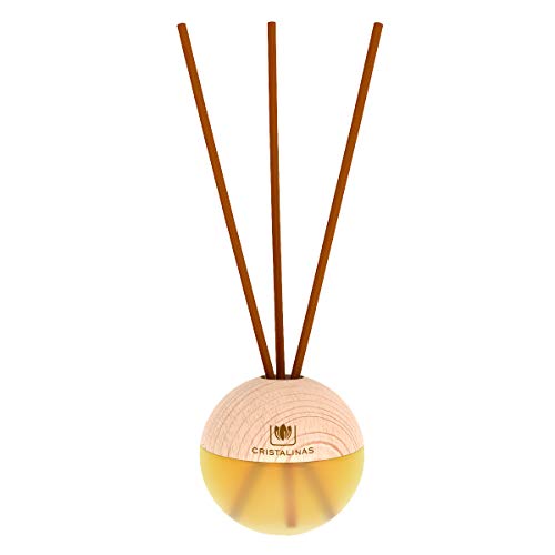 CRISTALINAS. Ambientador Mikado Premium. Difusor esférico con Varillas de ratán. 0% Alcohol.Mas de 4 semanas de duración. 20ml. Aroma Higuera. (3x20ml)