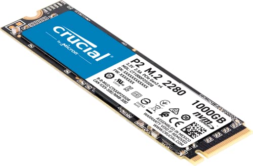 Crucial P2 CT1000P2SSD8 Disco Duro sólido Interno SSD de 1TB, de hasta 2400 MB/s (3D NAND, NVMe, PCIe, M.2)