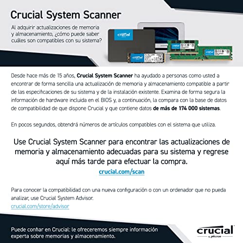 Crucial P2 CT1000P2SSD8 Disco Duro sólido Interno SSD de 1TB, de hasta 2400 MB/s (3D NAND, NVMe, PCIe, M.2)