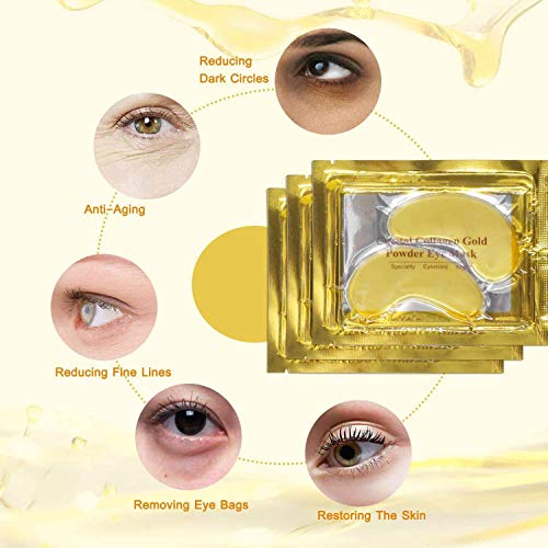 Crystal 24K Gold Powder Gel Máscara de colágeno para ojos, antienvejecimiento, antiarrugas, hidratante para las arrugas debajo de los ojos, eliminar las bolsas de ojos, 25 pares
