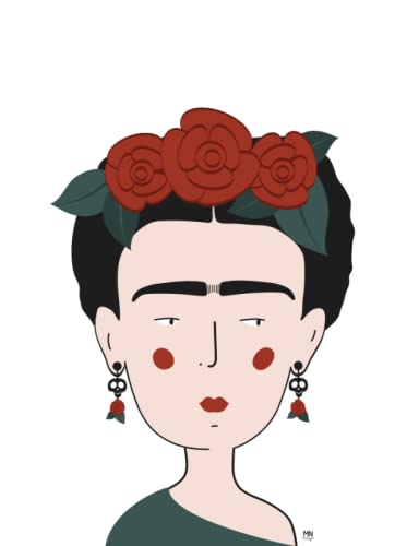 Cuaderno con ilustración Frida kahlo | 18,9x24,6cm | 60 páginas | libreta con rayas | tapa blanda: Cuaderno con líneas. Una ilustración de Frida Kahlo. Líneas para escribir tus notas.
