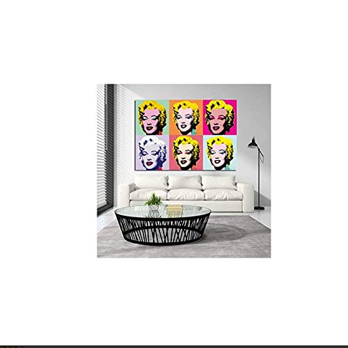 Cuadro de pared de arte en lienzo 60x80cm sin marco Famoso Marilyn Monroe Andy Warhol Cuadros de pared para sala de estar Cuadros Arte pop moderno Decorativo para el hogar