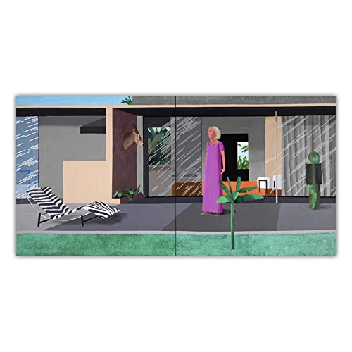 Cuadros al óleo famosa David Hockney ''Beverly Hills Hausfrau'' material impreso. Cuadros de arte de pared de lienzo. Para la decoración del hogar de la sala de estar 70x140cm (28x56in) Sin marco