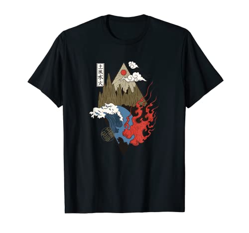 Cuatro elementos básicos de esencias de tierra, agua, aire y fuego. Camiseta