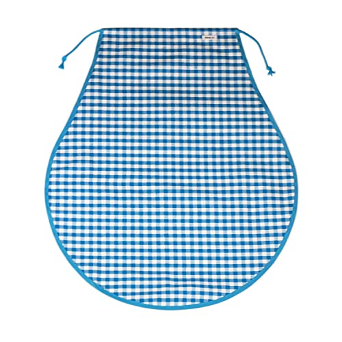 Cubre Jamón Tela de Algodón Estampado Vichy cuadritos Azul, 58 x 52 cm, con forma redondeada - Funda para Jamón o Funda para Paletilla. (Cubre-j-rd-cad-az)