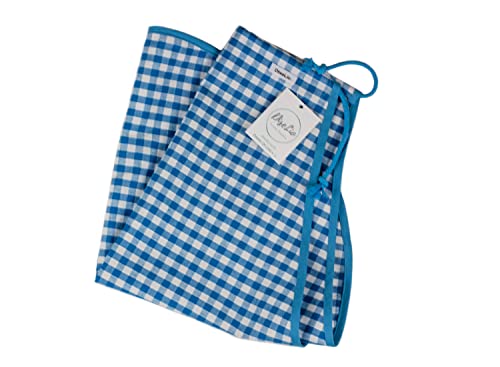 Cubre Jamón Tela de Algodón Estampado Vichy cuadritos Azul, 58 x 52 cm, con forma redondeada - Funda para Jamón o Funda para Paletilla. (Cubre-j-rd-cad-az)