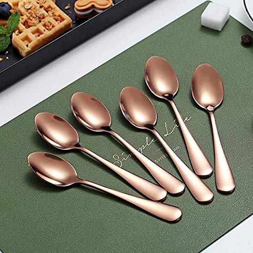Cuchara de café de oro rosa,Kyraton cuchara de café de acero inoxidable,cuchara de oro rosa chapada en titanio,cuchara de postre,cuchara de helado,cuchara de té,juego de 6 piezas