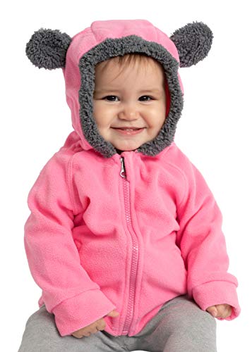Cuddle Club Chaqueta Polar niño / niña Ropa Bebé y Niño de 0 a 5 años – Abrigo / Disfraz Bebé para Exterior con Cremallera y Capucha – BearFleeceJacketPink6-12m