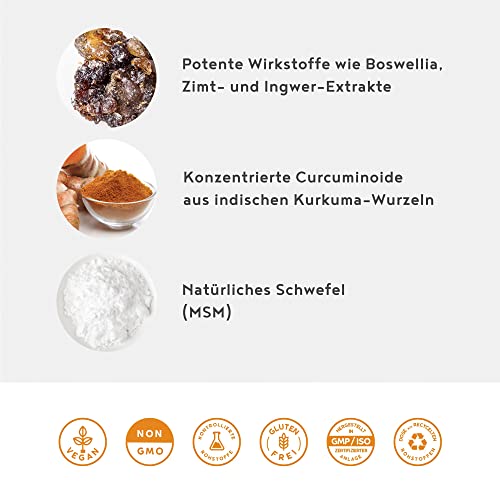 Cúrcuma y Sulphur, con MSM de alta pureza, cúrcuma, franquincienso, canela y jengibre - Ingredientes activos sinérgicos en alta dosis, 90 cápsulas
