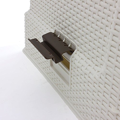 CURVER Inodoro para gatos, bandeja sanitaria cerrada, compartimento inferior extraíble para facilitar la limpieza, pala para arena y alfombrilla incluidas, dimensiones: 51 x 39 x 39 cm, color marfil