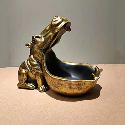 Cutfouwe Estatua La del Hipopótamo Coleccionable Decoración De La Tabla De Resina, Piezas Pequeñas, Contenedores, Bonbones Clave, Accesorios De Decoración De Oficina El Hogar Regalos.