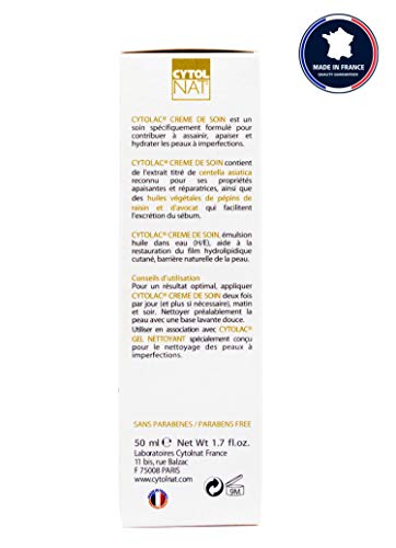 CYTOLAC® Crema Anti-Imperfecciones 50 ml – Reduce visiblemente las espinillas, puntos negros, signos de acné y piel grasa – Hipoalergénico y no comedogénico.