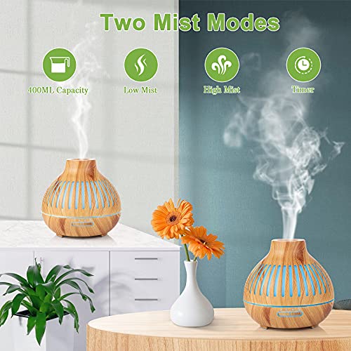 Czemo 400ml Difusor de Aromas, Difusor de Aromaterapia con Mando a Distancia Humidificador Ultrasónico Vaporizador de Esencias para Casa, Yoga (03)