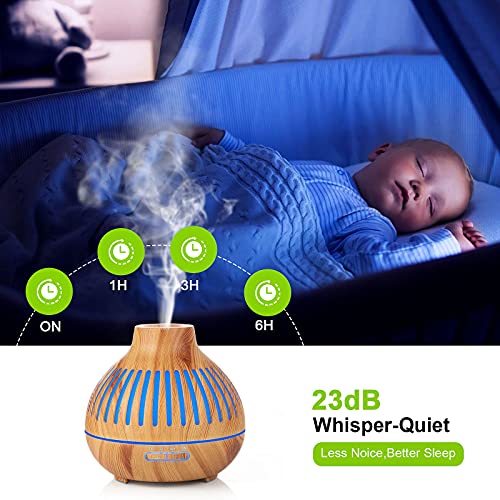 Czemo 400ml Difusor de Aromas, Difusor de Aromaterapia con Mando a Distancia Humidificador Ultrasónico Vaporizador de Esencias para Casa, Yoga (03)