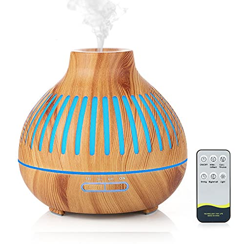 Czemo 400ml Difusor de Aromas, Difusor de Aromaterapia con Mando a Distancia Humidificador Ultrasónico Vaporizador de Esencias para Casa, Yoga (03)