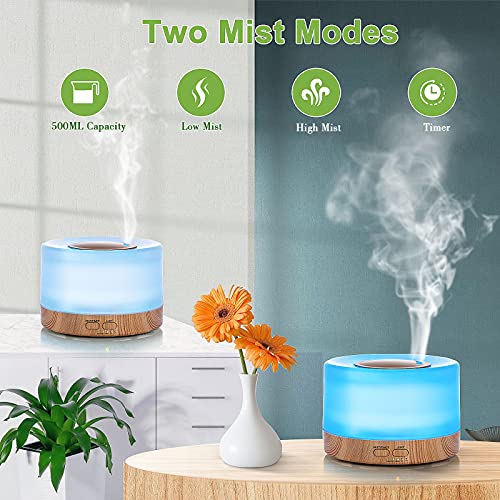 Czemo 500ml Difusor de Aromas, Difusor de Aromaterapia con Mando a Distancia Humidificador Ultrasónico Vaporizador de Esencias para Casa, Yoga