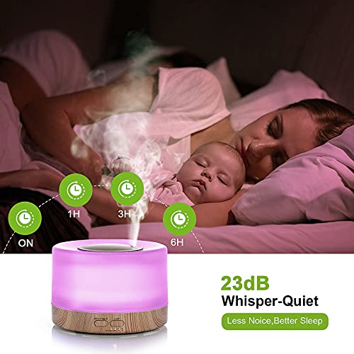 Czemo 500ml Difusor de Aromas, Difusor de Aromaterapia con Mando a Distancia Humidificador Ultrasónico Vaporizador de Esencias para Casa, Yoga