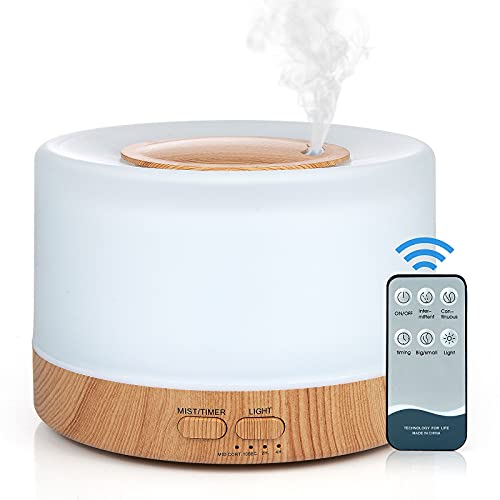 Czemo 500ml Difusor de Aromas, Difusor de Aromaterapia con Mando a Distancia Humidificador Ultrasónico Vaporizador de Esencias para Casa, Yoga