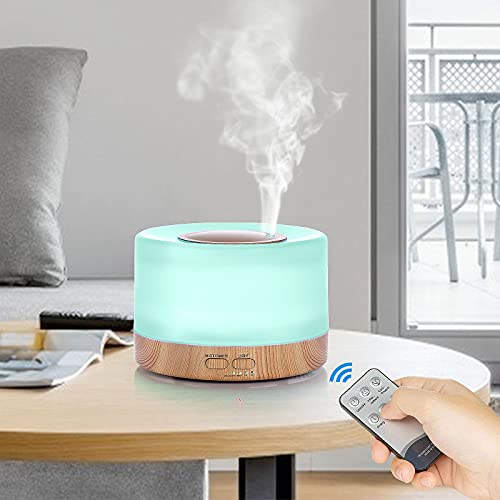 Czemo 500ml Difusor de Aromas, Difusor de Aromaterapia con Mando a Distancia Humidificador Ultrasónico Vaporizador de Esencias para Casa, Yoga