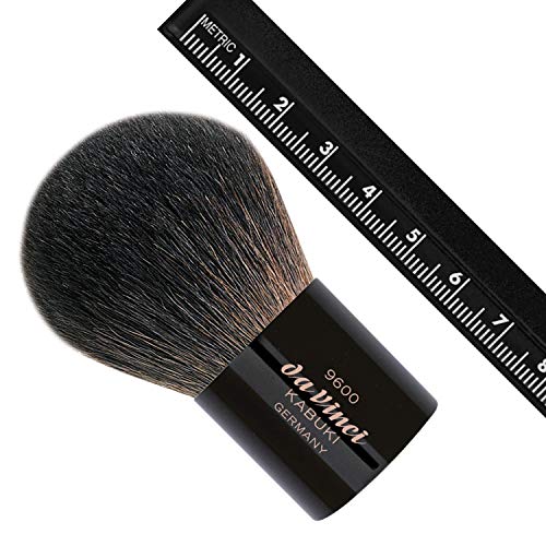 Da Vinci Kabuki Pincel en A Cuero Negro de pelo oscura de la manga de Brown cabra de montaña