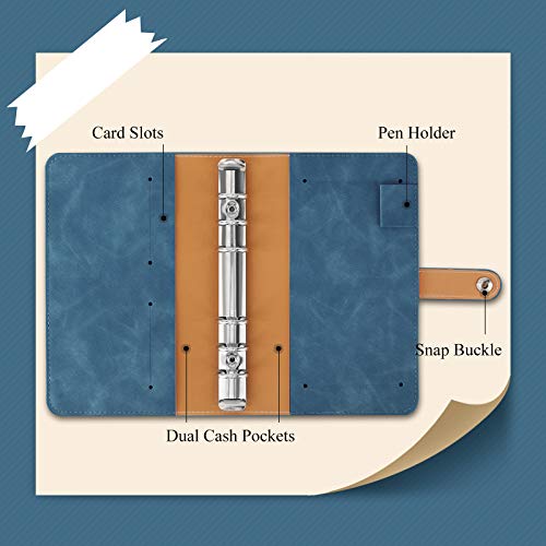 Dadanism Carpeta Clasificadora de Archivo de PU Cuero, Portátil Funda para Documentos Organizador de Hojas Sueltas Suministros de Oficina para Almacenamiento Organización de Archivos, Azul del Jeans