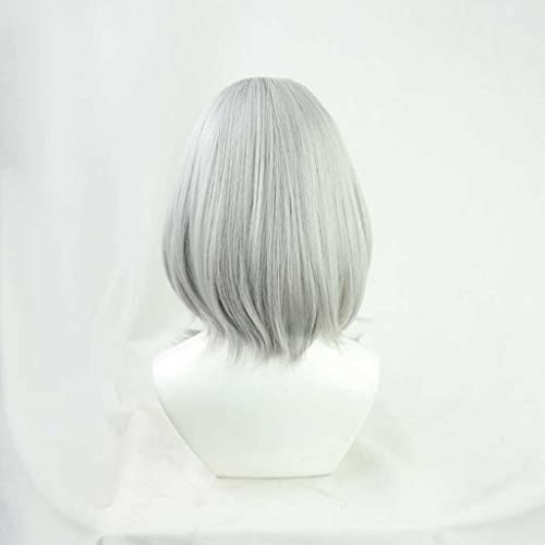 Dagua Peluca Cosplay Anime，Peluca Sakamata Chloe，Grey Gradient Black Short Peluca Cosplay,con Red de Peluca Gratis,Halloween Hair,para Cosplay de Fiesta ​diari