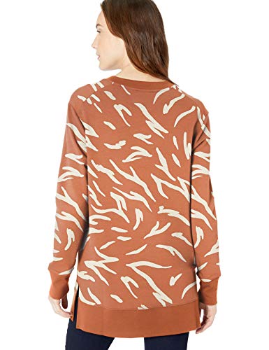 Daily Ritual Terry Cotton and Modal Side-Vent Tunic Camisa, Arcilla/Impresión Abstracta de Cebra Blanca, S