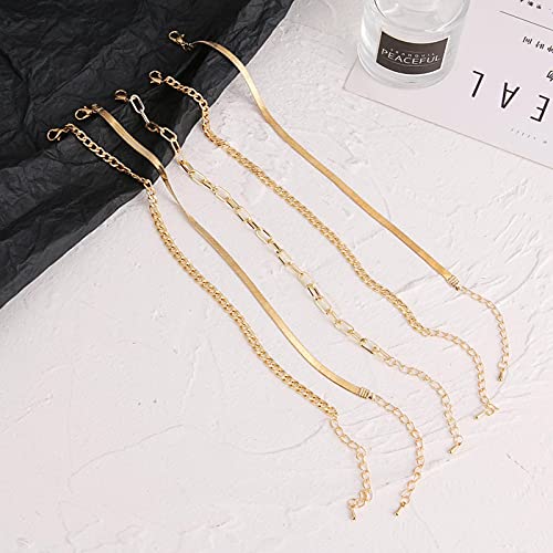 DALIU Tobilleras de Cadena de eslabones de Serpiente de Color Dorado Simple Vintage para Mujeres y niñas, Tobillera Bohemia para Pierna, Pulsera para el Tobillo, joyería de Playa
