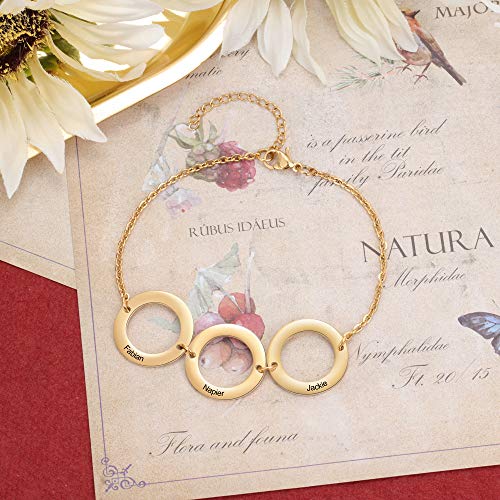 DaMei Collar Mujer Personalizado con 2-6 Nombre Collares Plata Acero inoxidable Regalo para Novia Bff Grabado Personalizadas (B-Gold)