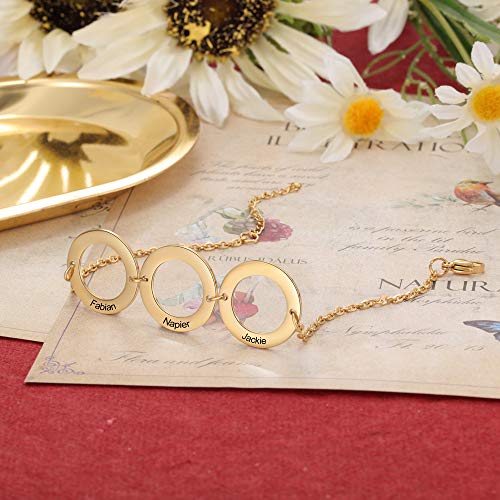 DaMei Collar Mujer Personalizado con 2-6 Nombre Collares Plata Acero inoxidable Regalo para Novia Bff Grabado Personalizadas (B-Gold)