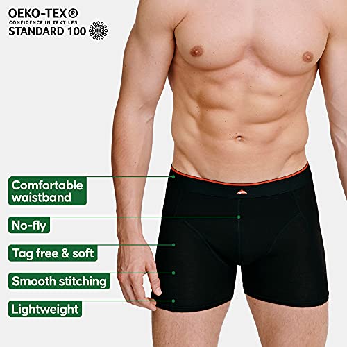 DANISH ENDURANCE Calzoncillos Boxer de Bambú para Hombre, Pack de 3, Ropa Interior Antibacteriana y Ultra Suave, Ajustados, Comodidad Superior, Negro, Blanco, Gris, Multipack (Negro, Small)
