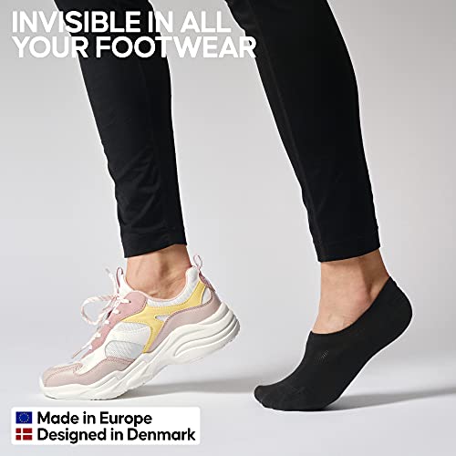 DANISH ENDURANCE No Show Bamboo Socks, 6 Pack (Multicolor (2x Blanco, 2x Gris, 2x Negro), 39-42)