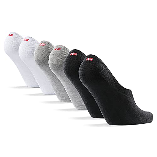 DANISH ENDURANCE No Show Bamboo Socks, 6 Pack (Multicolor (2x Blanco, 2x Gris, 2x Negro), 39-42)