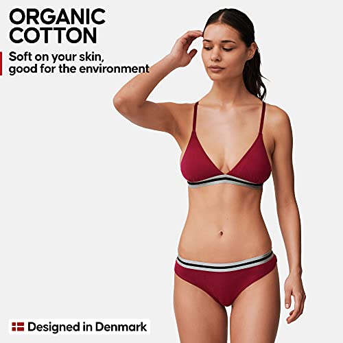 DANISH ENDURANCE Tangas de Algodón Orgánico para Mujer, Pack de 3, Ropa Interior de Mujer Elástica y Cómoda, Certificado Oeko-Tex (Multicolor (1x Negro, 1x Gris, 1x Rosa Frambuesa), L)
