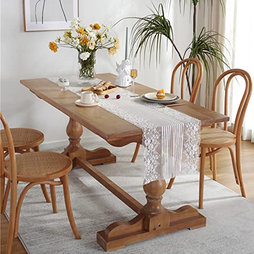DanLink Camino de Mesa de Encaje Blanco francés 220cmx38cm Camino de Mesa romántico para Banquete de Boda, Decoraciones Nupciales para Baby Shower