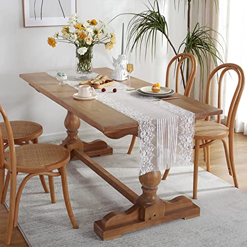 DanLink Camino de Mesa de Encaje Blanco francés 220cmx38cm Camino de Mesa romántico para Banquete de Boda, Decoraciones Nupciales para Baby Shower