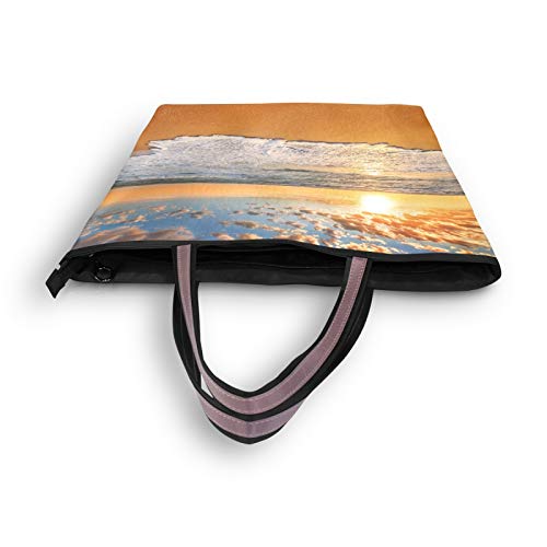 DAOXIANG Bolso de mano para mujer, con asa superior, hermoso amanecer en la playa, gran capacidad, Cloris, bolsa de hombro para la escuela, trabajo, viajes, M&L, color, talla Large