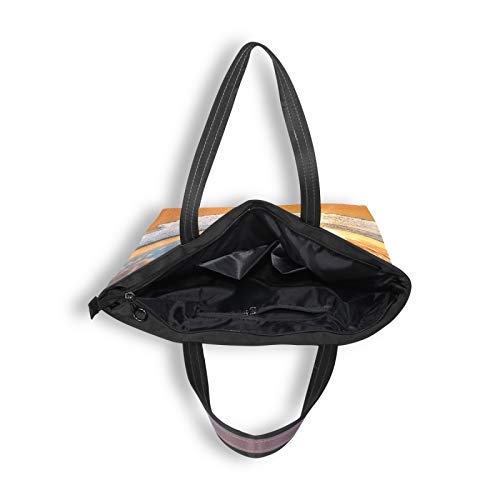 DAOXIANG Bolso de mano para mujer, con asa superior, hermoso amanecer en la playa, gran capacidad, Cloris, bolsa de hombro para la escuela, trabajo, viajes, M&L, color, talla Large
