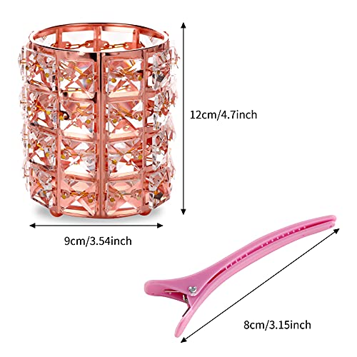 DARUITE Organizadores de maquillaje ,Soporte Organizador para brochas de maquillaje Cristal Makeup Organizer Bote de Maquillaje Almacenamiento de maquillaje para brochas, Cejas, lápices,Oro Rosa