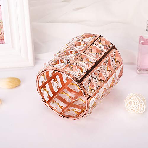 DARUITE Organizadores de maquillaje ,Soporte Organizador para brochas de maquillaje Cristal Makeup Organizer Bote de Maquillaje Almacenamiento de maquillaje para brochas, Cejas, lápices,Oro Rosa