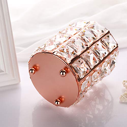 DARUITE Organizadores de maquillaje ,Soporte Organizador para brochas de maquillaje Cristal Makeup Organizer Bote de Maquillaje Almacenamiento de maquillaje para brochas, Cejas, lápices,Oro Rosa