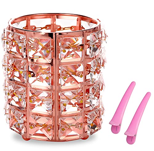 DARUITE Organizadores de maquillaje ,Soporte Organizador para brochas de maquillaje Cristal Makeup Organizer Bote de Maquillaje Almacenamiento de maquillaje para brochas, Cejas, lápices,Oro Rosa