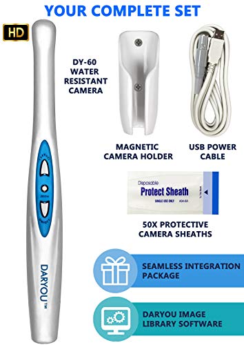 DARYOU Cámara intraoral DY-60 720P HD 4X Zoomable Super Clear Dental Camera.Button Realmente Funciona en Examine Pro, LOGOsw, DBSwin, Vixwin, Eaglesoft Dexis More Garantía de reemplazo de 1 año