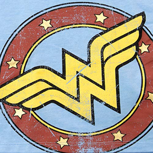 DC Comics Camiseta Corta para Niñas Wonder Woman Azul 7-8 Años