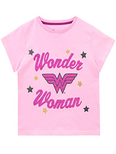 DC Comics Camiseta de Manga Corta para niñas Wonder Woman Rosa 4-5 Años