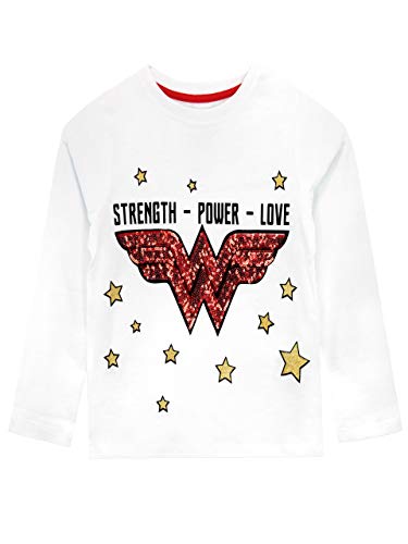 DC Comics Camiseta de Manga Larga para niños Wonder Woman Blanco 5-6 Años