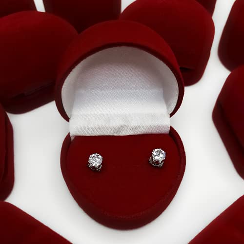 DE L'AMOR Presents Oso Rosa Rojo con corazón de 25 cm, Rosas eternas,co 1200 pétalos de Rosa Artificiales, Caja de Regalo, Pendientes de Plata de Ley 925, para cumpleaños, disculpas, Aniversarios