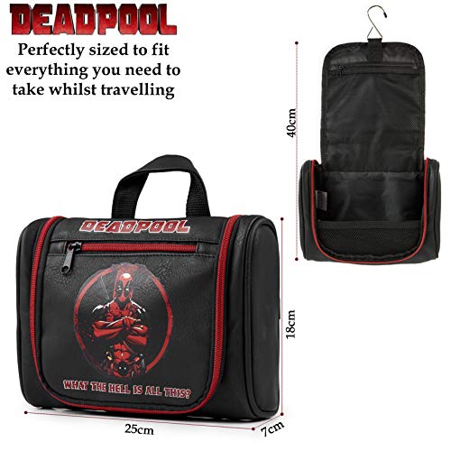 Deadpool Neceser Hombre, Bolsa Aseo Desplegable para Viajes Gimnasio, Bolsa Aseo Niño, Merchandising Oficial Regalos para Hombre Niño Adolescente